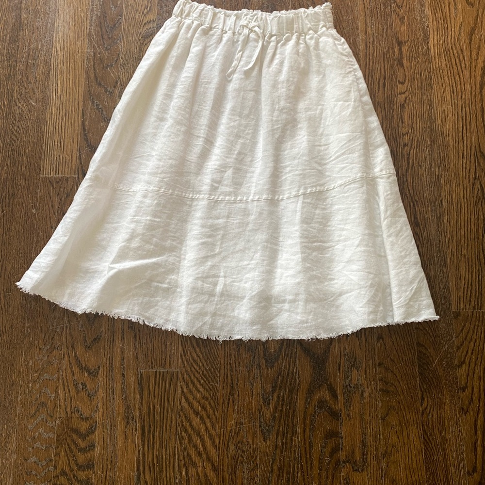 Zara Girls White Linen A-Line Skirt